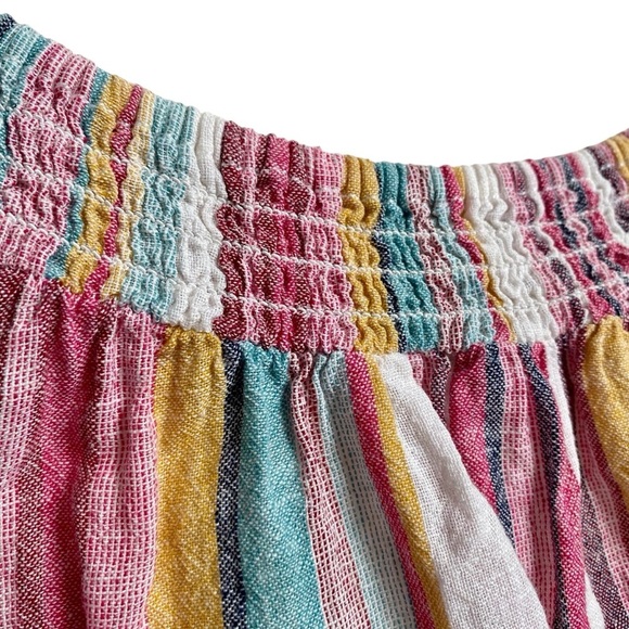 BeachLunchLounge Gayle Pastel Stripe Linen Cotton Off Shoulder Top 1X - Picture 5 of 11